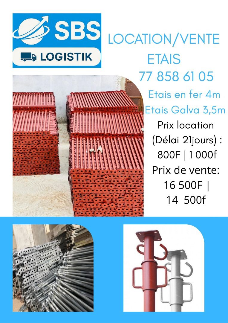 Étais en fer 4 m / étais galva 3,5 m