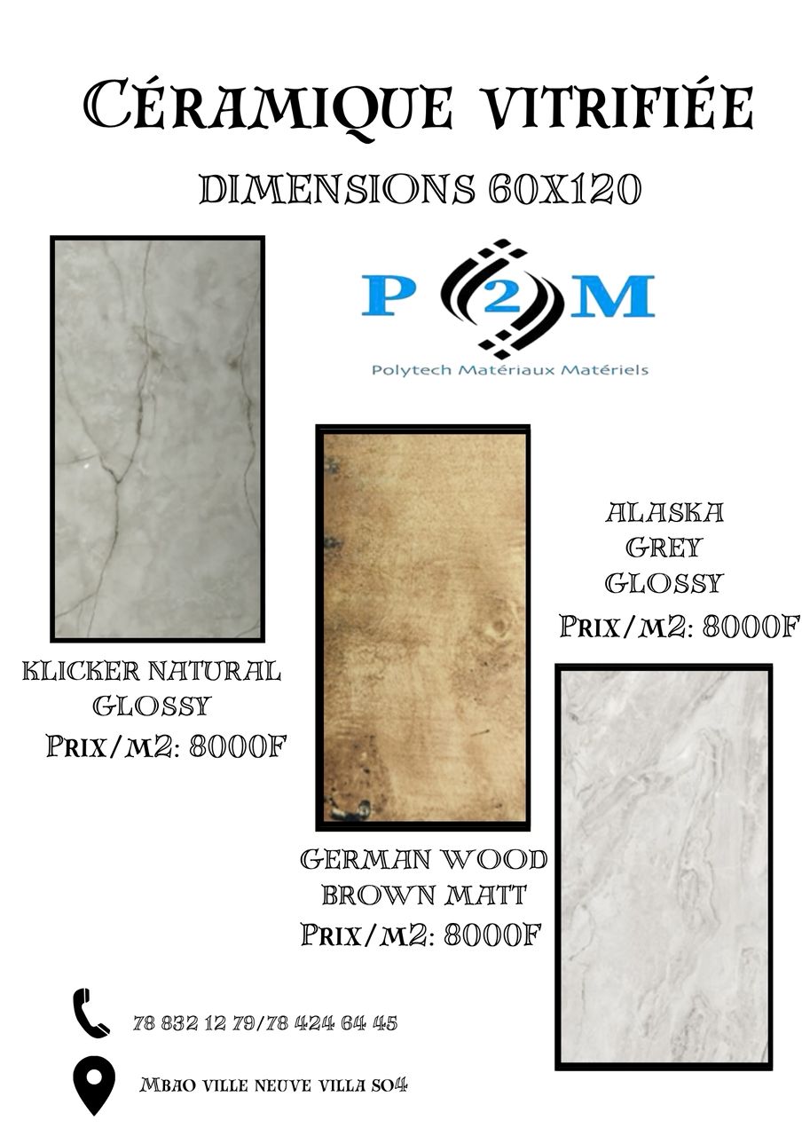 Carreaux — échantillon showroom P2M Mbao
