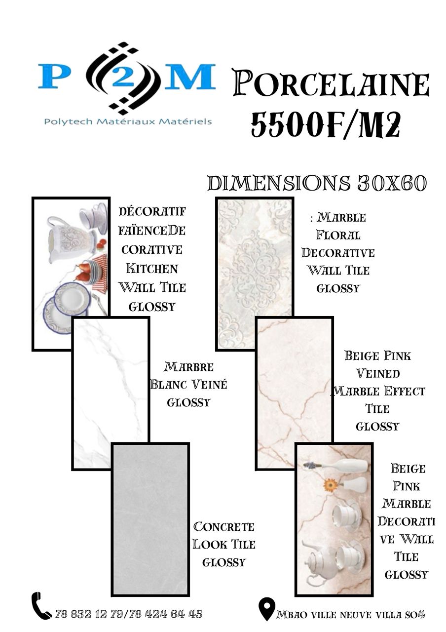 Carreaux — échantillon showroom P2M Mbao