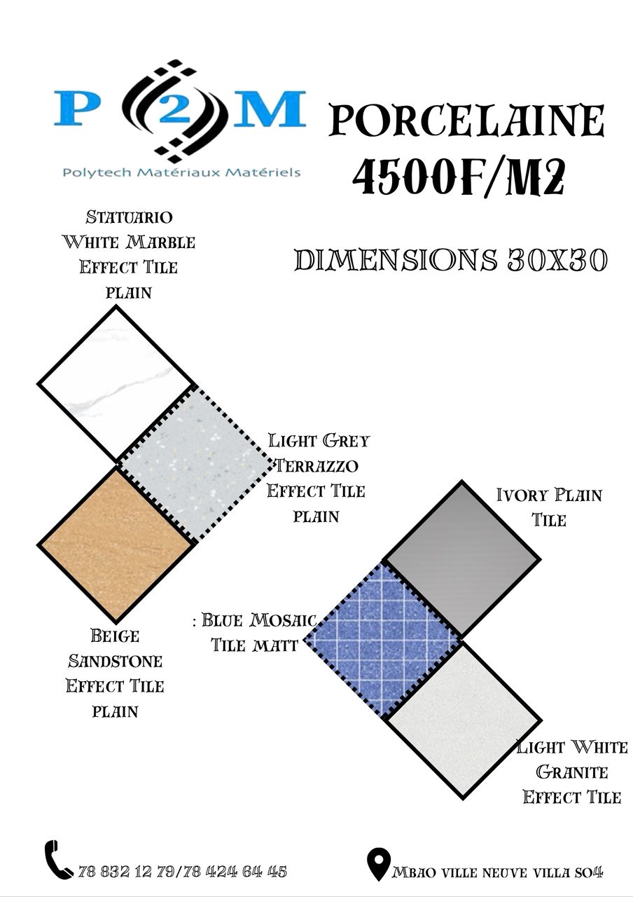 Carreaux — échantillon showroom P2M Mbao