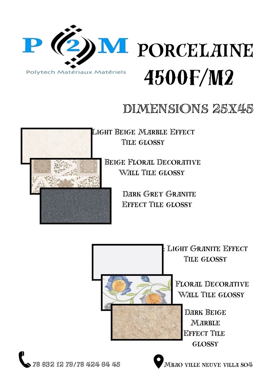 Carreaux — échantillon showroom P2M Mbao