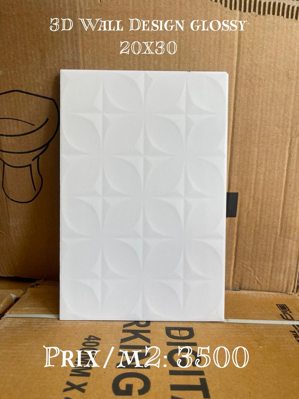 3D Wall Design Glossy 20×30 — faïence murale, 3 500 F/m²
